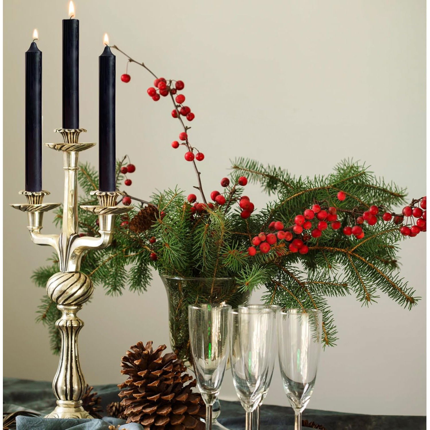 Set 4 Lumanari, Flippy, pentru Suport de Masa, Fara Miros si Fum, din Parafina, 2.2 x 25 cm, Negru [5]