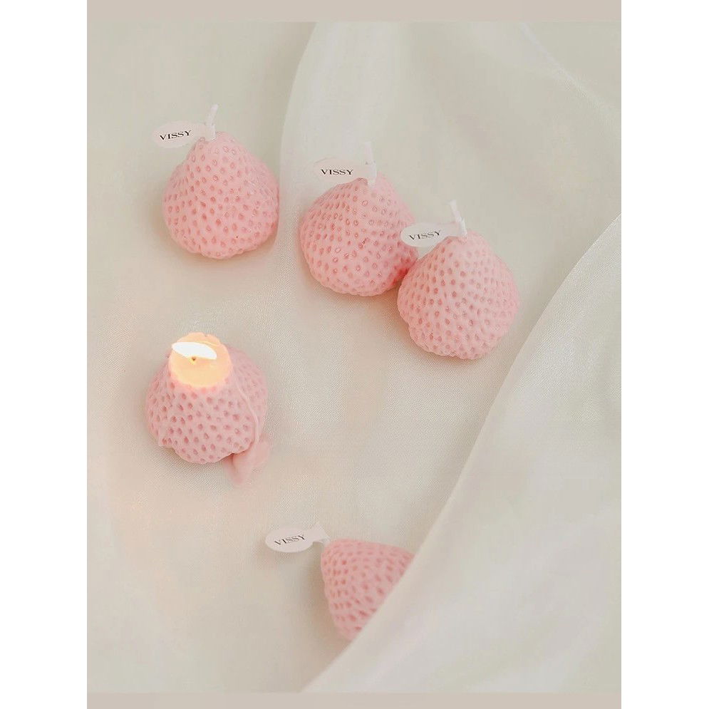 Set 4 Lumanari Parfumate, Flippy, Model Capsunici, Ardere 30 min, 52g, 6.3 x 6.3 x 3.8 cm, Roz [3]