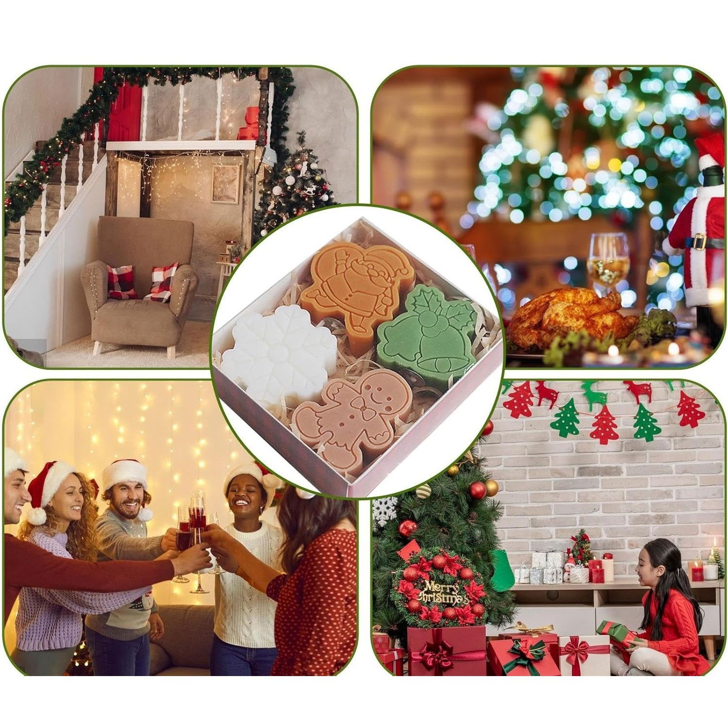 Set 4 Lumanari Parfumate, Flippy, Tema Craciun, din Parafina, 10.2 x 9.1 x 2.7 cm, Multicolor [5]