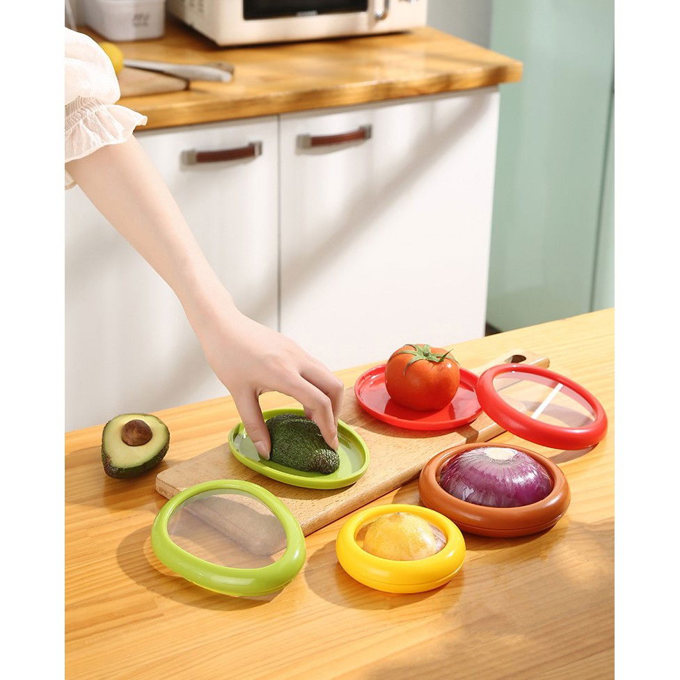 Set 4 Recipiente pentru Pastrarea Proaspata a Legumelor, Flippy, Cutii Portabile Sigilate Anti-oxidare, 4 Forme Diferite pentru Legume sau Fructe, Culori diferite [12]