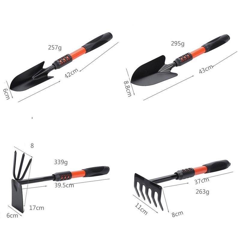 Set 4 Unelte de Gradina Flippy, Maner extensibil, pentru Plantare Prelucrare Sol si Ingrijire Plante, Material otel carbon, negru [8]