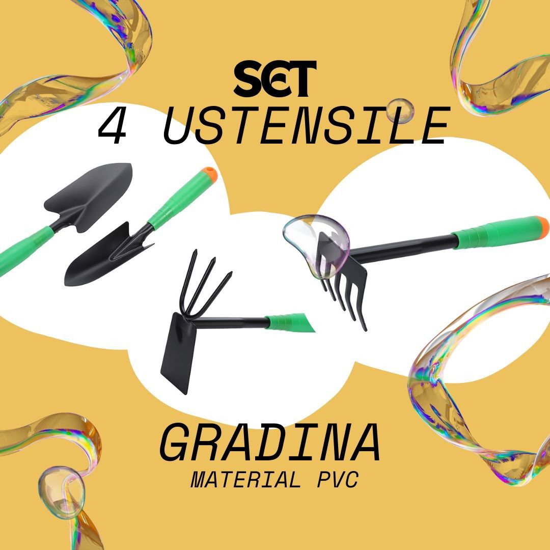 Set 4 Unelte de Gradina Flippy, pentru Plantare Prelucrare Sol si Ingrijire Plante, Material PVC si cardboard, 31.5 x 8.5 cm, verde [3]