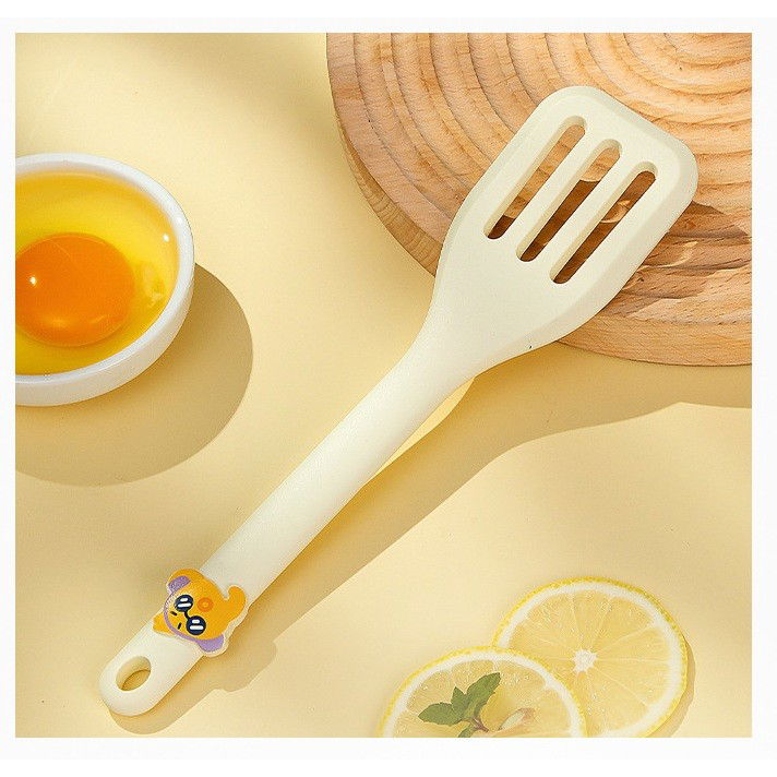 Set 4 Ustensile de Bucatarie, Flippy, pentru Copii, din Silicon, Termorezistente, Design Animat, 13 x 24 x 5 cm, Bej [5]