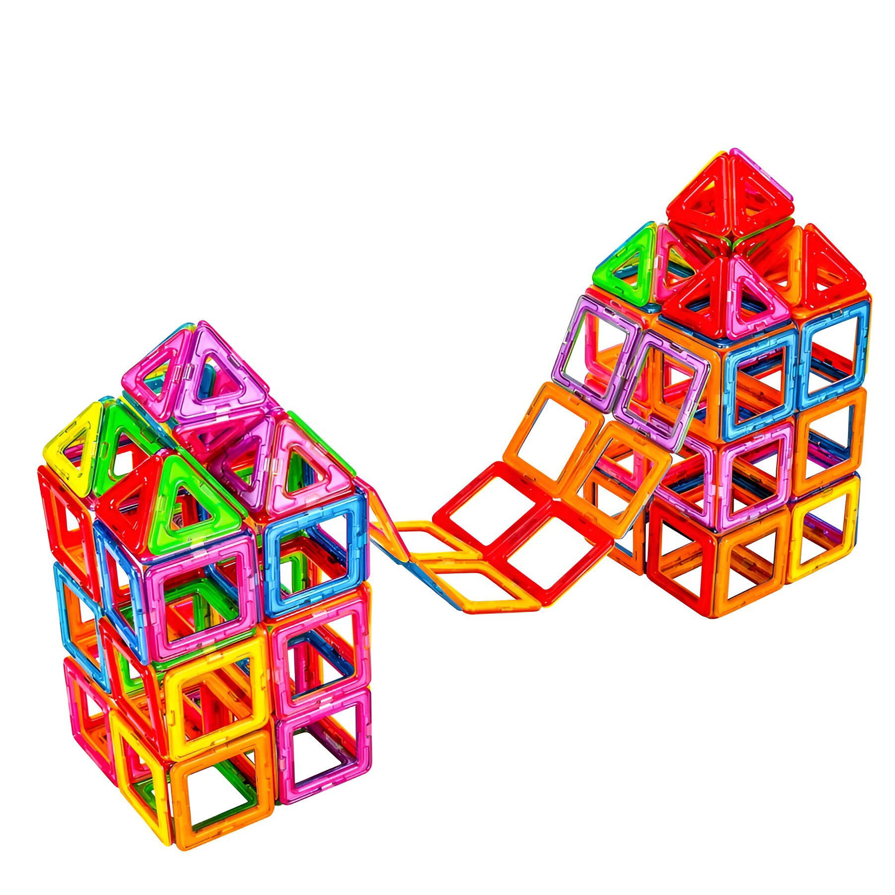 Jucarii - Set 40 Piese Magnetice de Constructie, Flippy, Piese Mici, Magnetic Blocks, Forme Geometrice, 3 Ani, ABS, Magnet, 20.5 x 14.5 x 12 cm, Multicolor