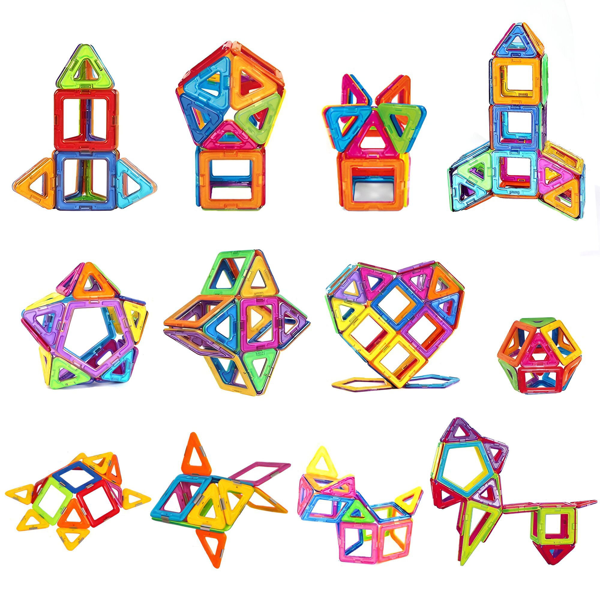 Set 40 Piese Magnetice de Constructie, Flippy, Piese Mici, Magnetic Blocks, Forme Geometrice, 3 Ani, ABS, Magnet, 20.5 x 14.5 x 12 cm, Multicolor [4]