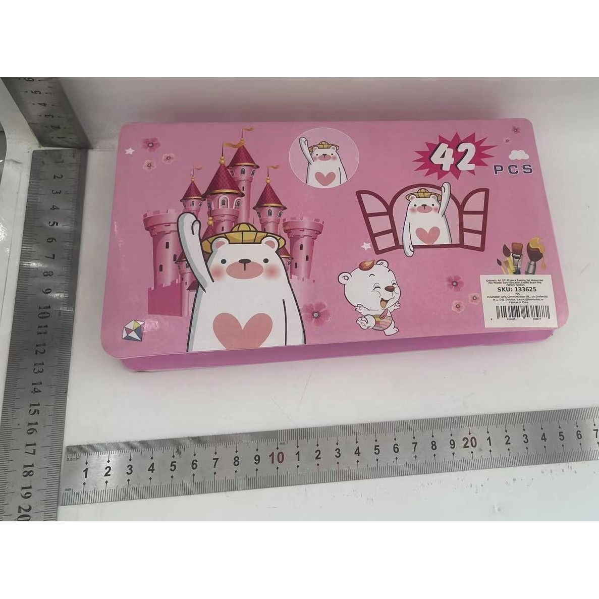 Set 42 Piese de Pictura si Desen, Flippy, Tip Penar, Model Pisicuta, 24.3 x 13 x 3 cm, Roz [3]