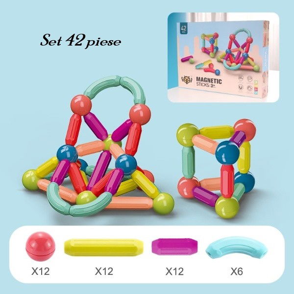 Set 36 piese magnetice de constructie, Flippy, Forme geometrice, Multicolor [4]