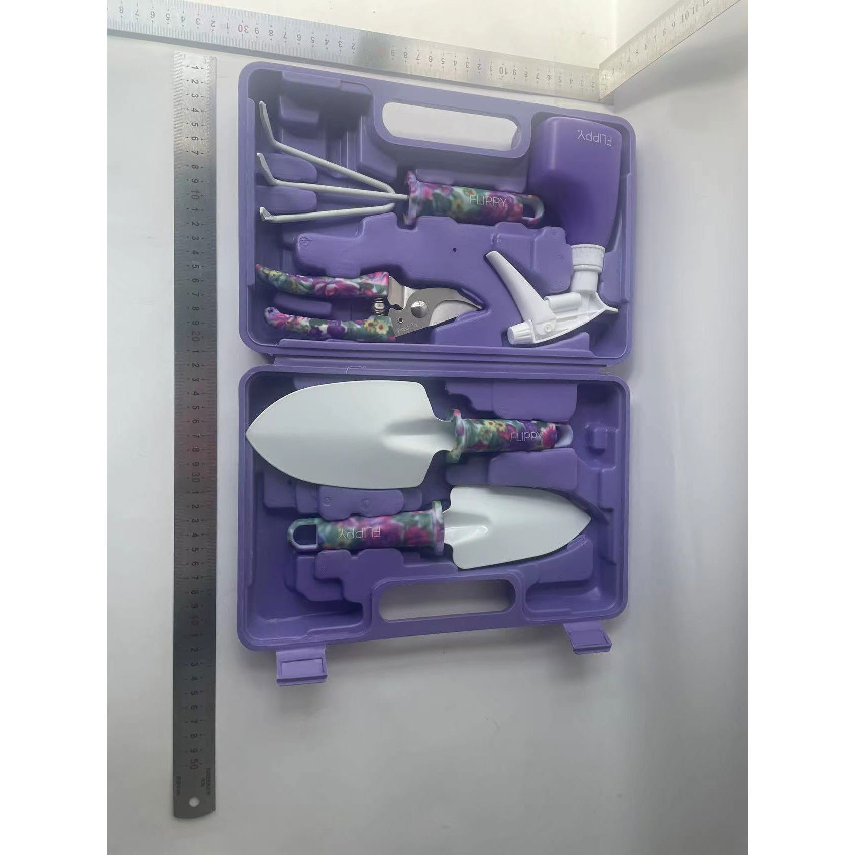 Set 5 accesorii pentru gradinarit Flippy, geanta depozitare inclusa, otel inoxidabil, 38 x 29 cm, mov [7]