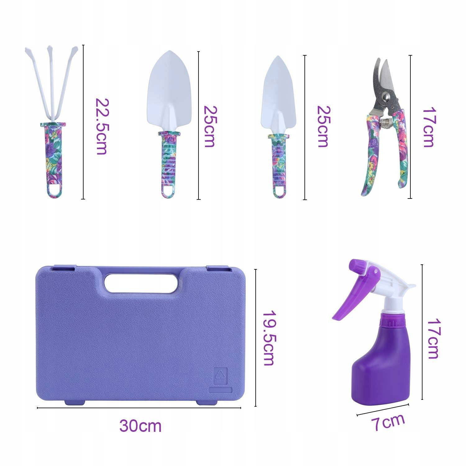 Set 5 accesorii pentru gradinarit Flippy, geanta depozitare inclusa, otel inoxidabil, 38 x 29 cm, mov [4]
