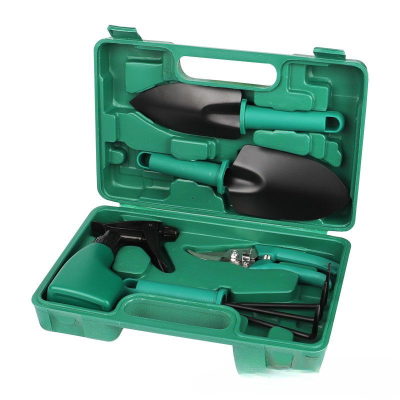 Articole pentru Gradina si Bricolaj - Set 5 accesorii pentru gradinarit Flippy, geanta depozitare inclusa, otel inoxidabil, 18.5 x 29.5 cm, verde
