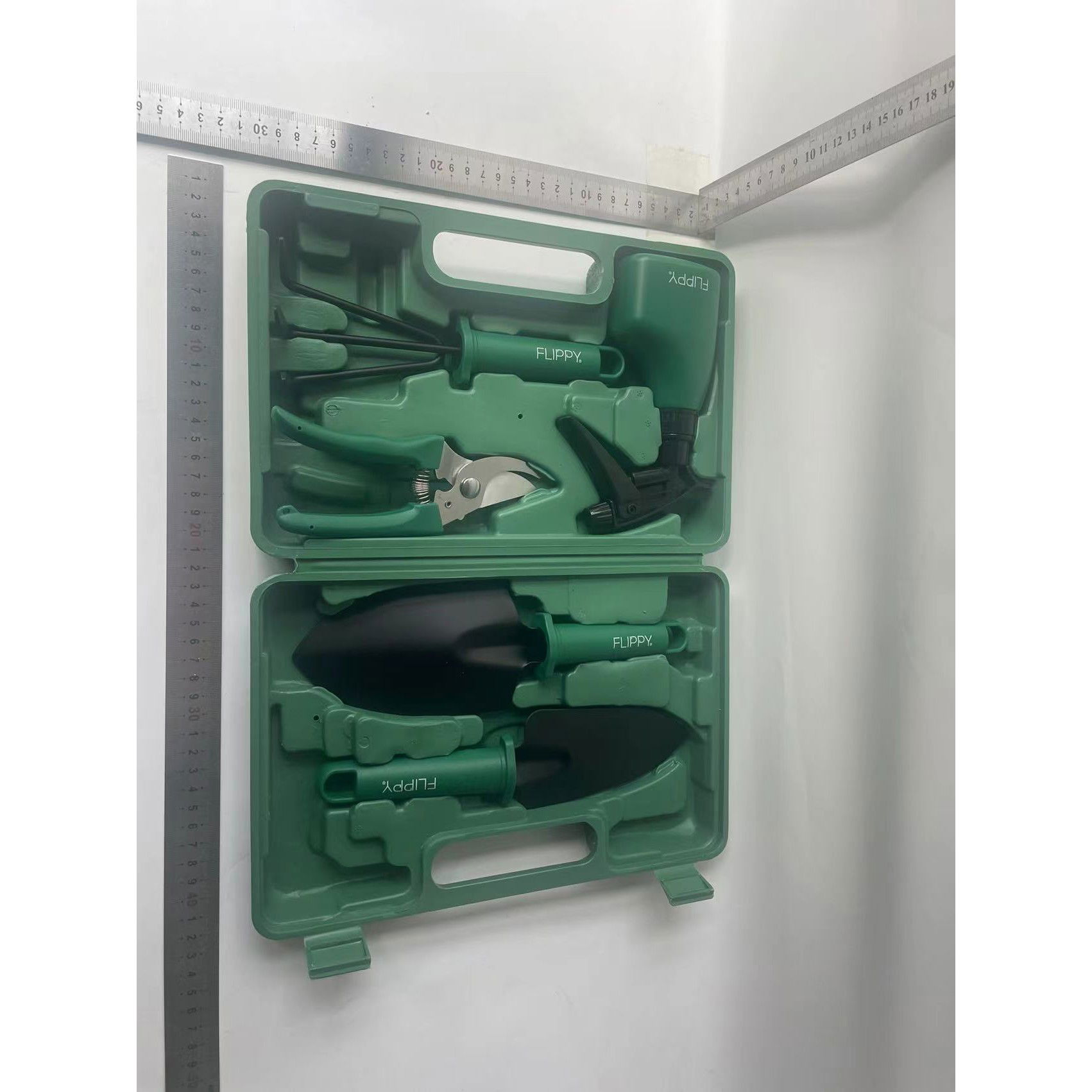Set 5 accesorii pentru gradinarit Flippy, geanta depozitare inclusa, otel inoxidabil, 18.5 x 29.5 cm, verde [8]
