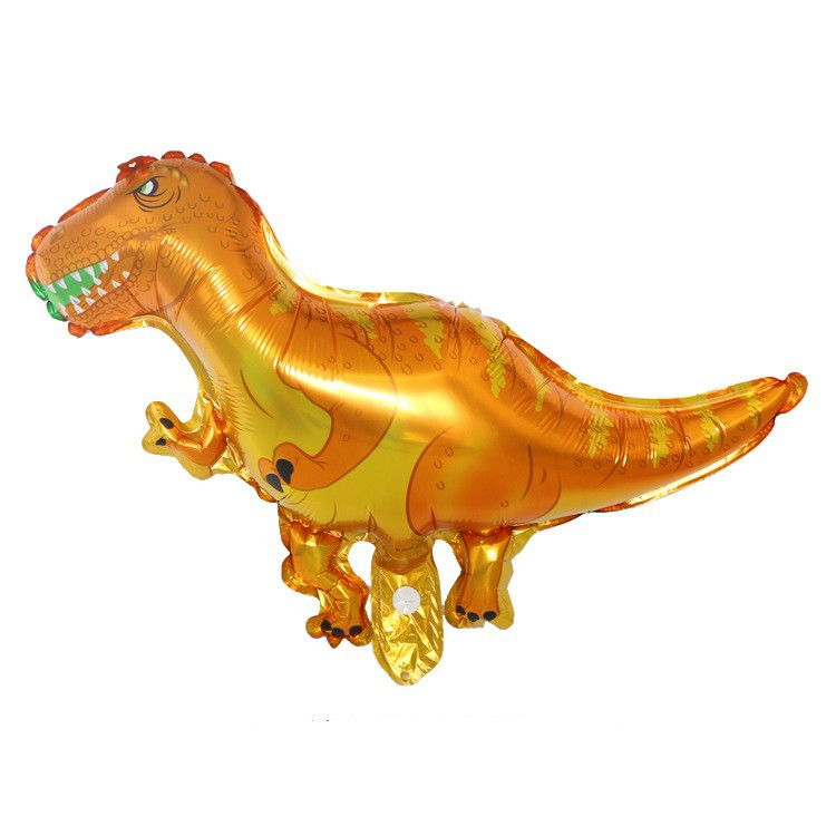 Petrecere - Set 5 Baloane Folie Metalizata, Flippy, Figurine Dinozauri, 30 cm, Ambalaj Individual, Pai inclus, Umflare cu Aer sau Heliu, Multicolor