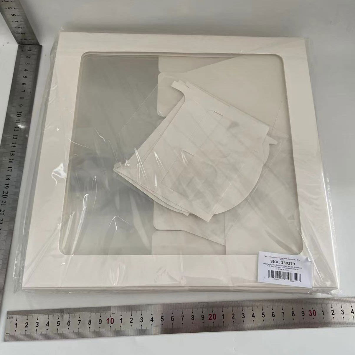 Set 5 Cutii pentru Baloane, Flippy, Model Scris Bride, Tematica Nunta, Cuburi Decorative din Plastic, Accesorii pentru Petrecere, 30 x30 cm, Transparente Contur Alb [7]