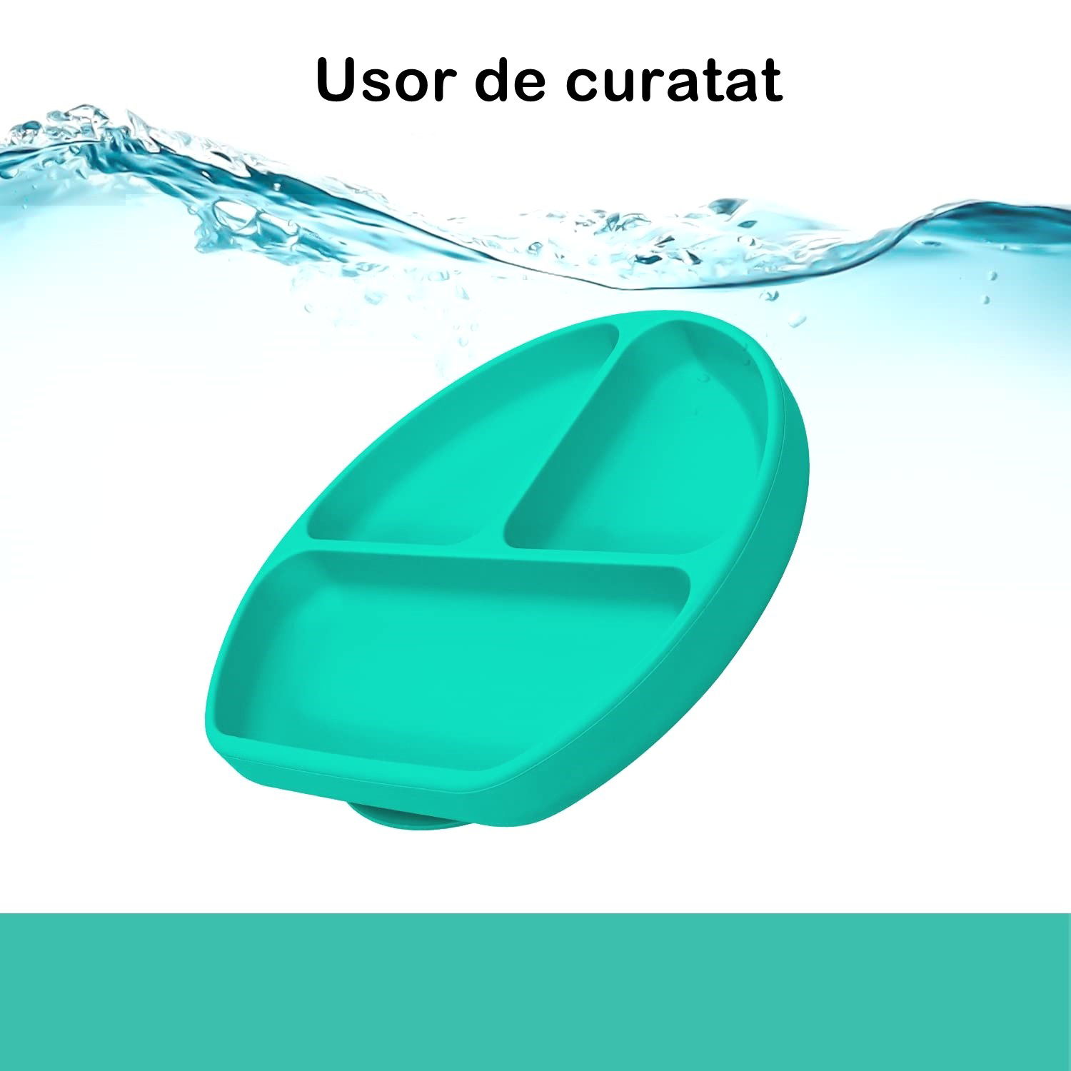 Set 5 piese diversificare bebelusi si copii din silicon Flippy, baveta, farfurie compartimentata cu ventuza, bol cu ventuza, tacamuri, fara alergeni, verde [2]