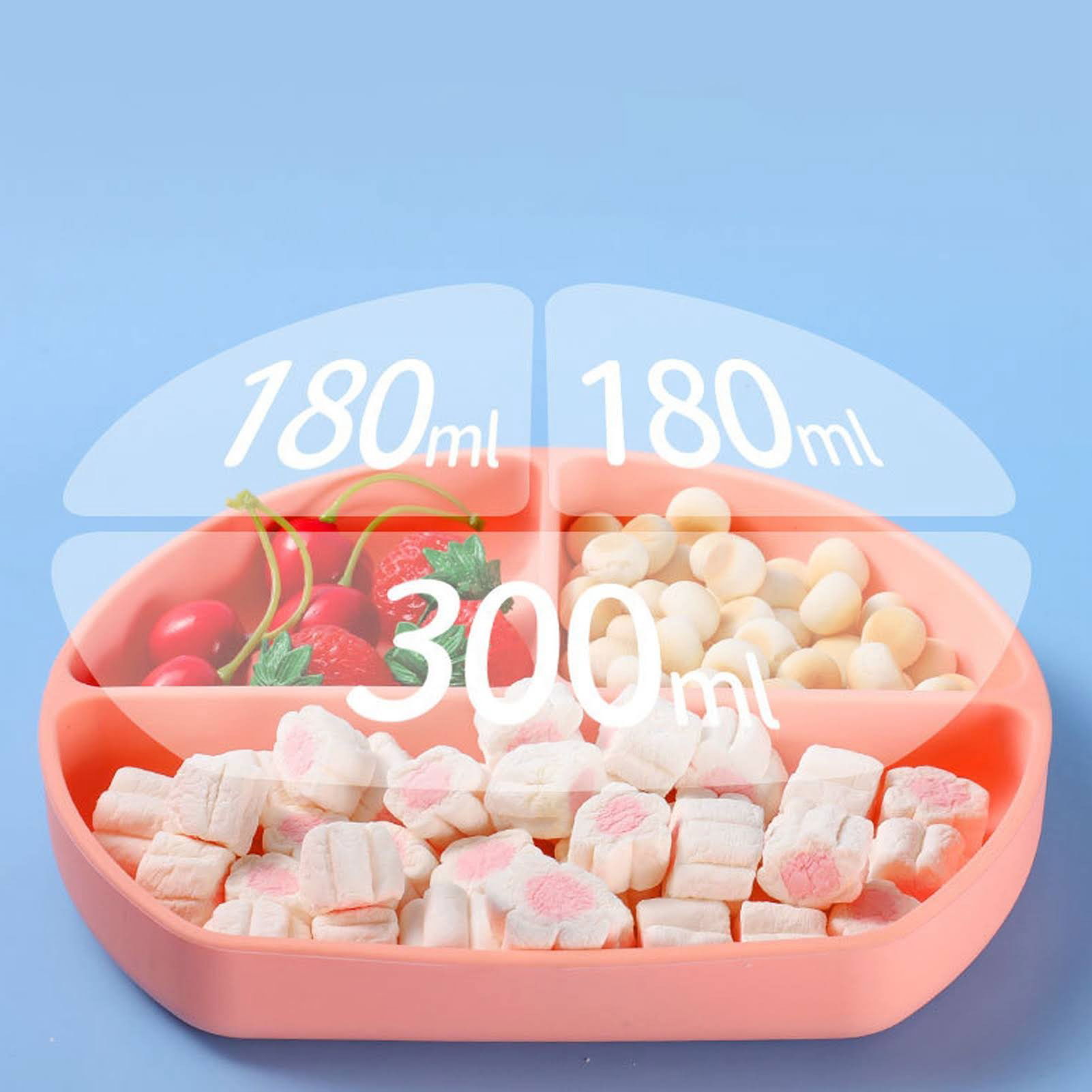 Set 5 piese diversificare bebelusi si copii din silicon Flippy, baveta, farfurie compartimentata cu ventuza, bol cu ventuza, tacamuri, fara alergeni, roz [4]