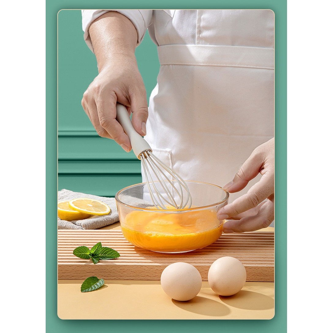 Set 5 Ustensile de Bucatarie, Flippy, din Silicon+Inox, Termorezistente, Antiaderente, 28 x 26 x 2 cm, Alb Ivory [7]