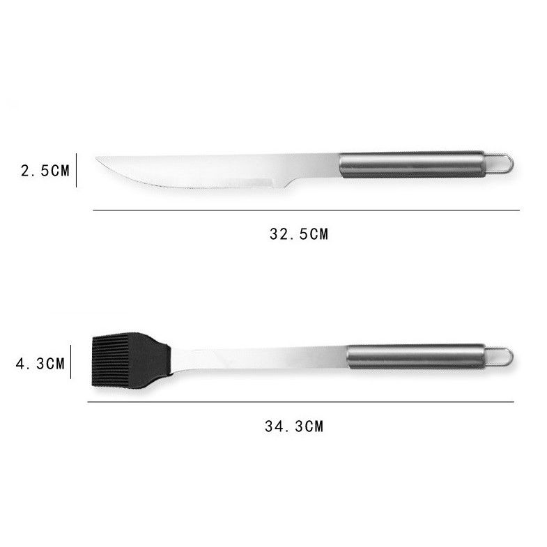 Set 5 Ustensile pentru Gratar, Flippy, din Otel Inoxidabil, Geanta Oxford, Argintiu [7]