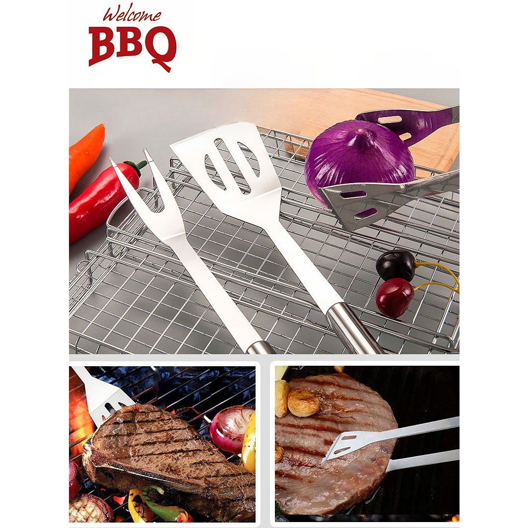 Set 5 Ustensile pentru Gratar, Flippy, din Otel Inoxidabil, Geanta Oxford, Argintiu [5]