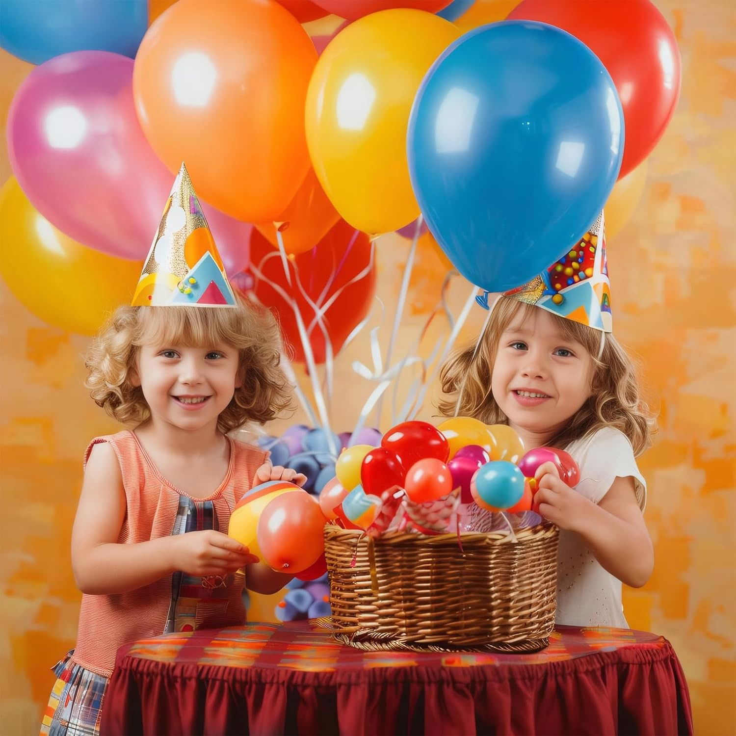 Set 50 Baloane din Latex, Flippy, Model Party, Multicolor, 7x Albastru, 7x Verde, 7x Galben, 7x Mov, 7x Portocaliu, 7x Roz, 8x Rosu, 23 cm, 1.4 g [5]