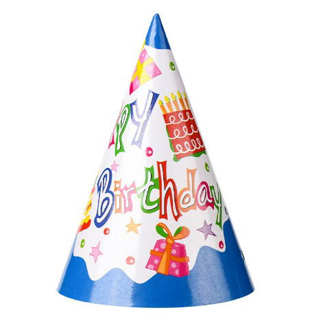 10 - 25 LEI - Set 6 Coifuri, Flippy, Petrecere Copii, din Carton, 20 x 13.5 cm, Model 1 Happy Birthday, Multicolor