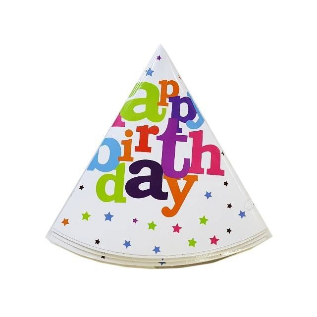 Set 6 Coifuri, Flippy, Petrecere Copii, din Carton, 20 x 13.5 cm, Model 2 Happy Birthday, Multicolor [3]