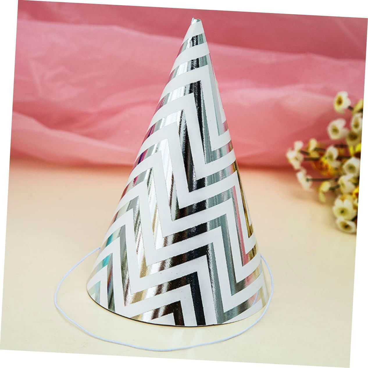 Set 6 Coifuri, Flippy, Petrecere Copii, din Carton, 20 x 13.5 cm, Model 8 Valuri, Argintiu [3]