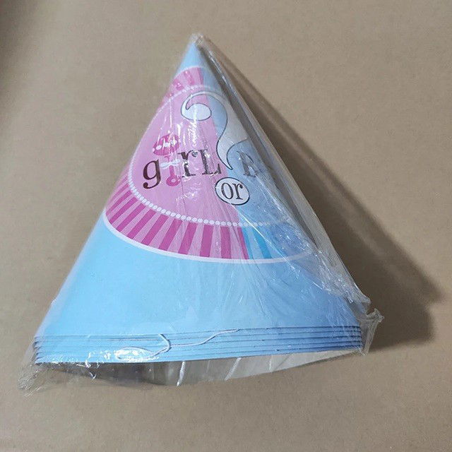 Set 6 Coifuri Gender Reveal, Flippy, Girl or Boy, din Carton, 20 x 14 cm, Roz/Albastru [3]