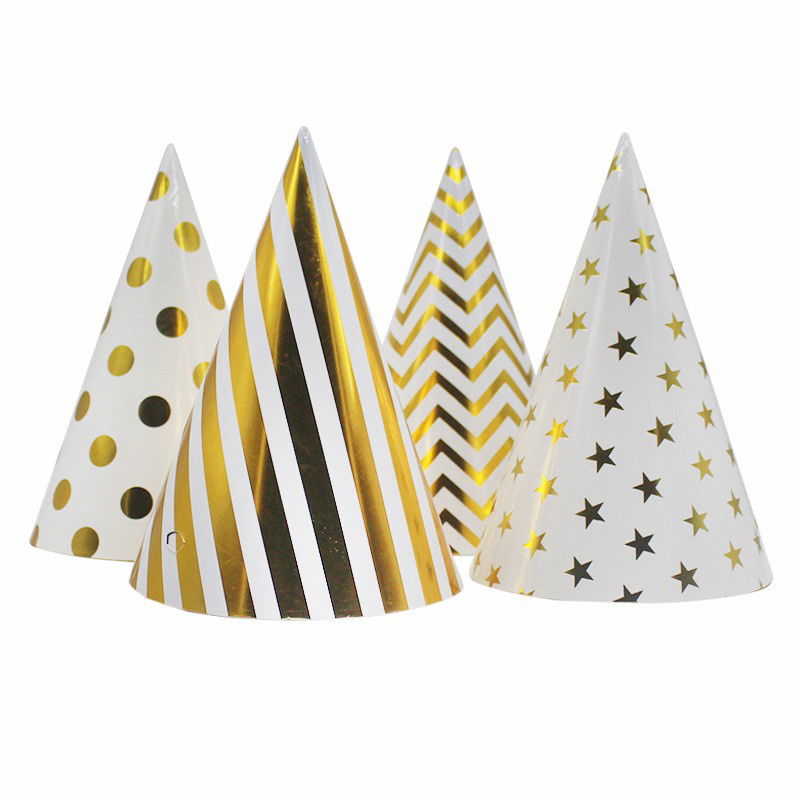 Set 6 Coifuri Metalizate, Flippy, pentru Petrecere, Tematica Aniversare, Model Buline, 20 cm, Auriu [5]