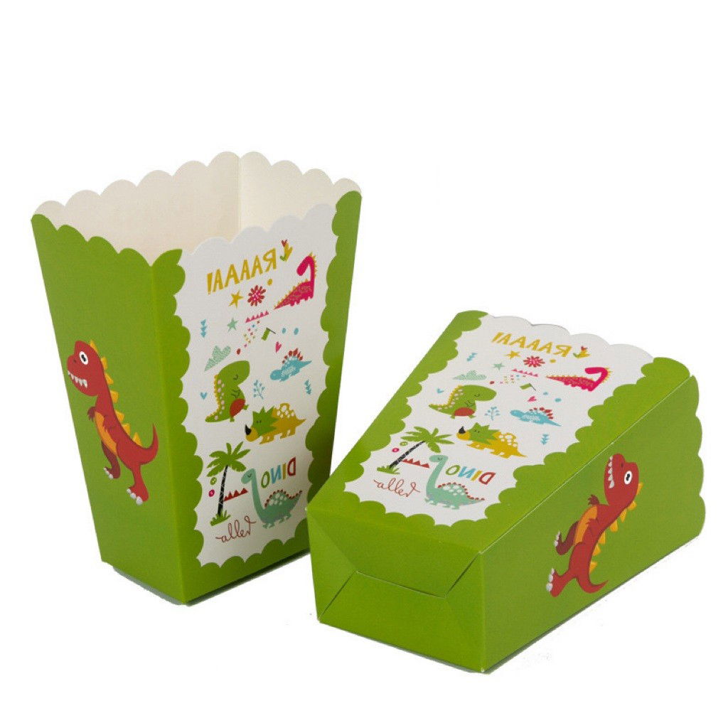 Petrecere - Set 6 Cutii de Popcorn, Flippy, Colectia Dino Park, 9 x 13 cm, din Carton, Multicolor