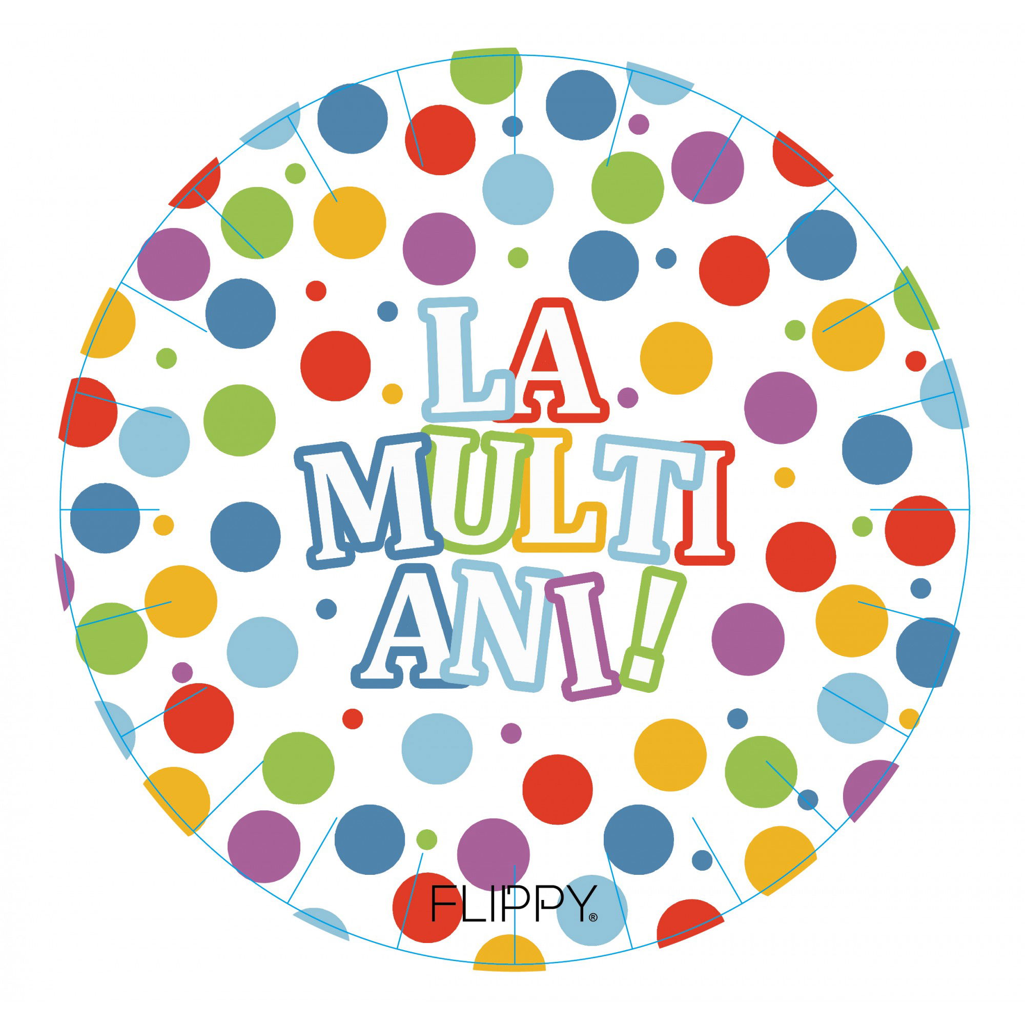 Articole Servire Masa - Set 6 Farfurii de Unica Folosinta, Flippy, Colectia, LA MULTI ANI, 23 cm, din Carton Laminat, Multicolor