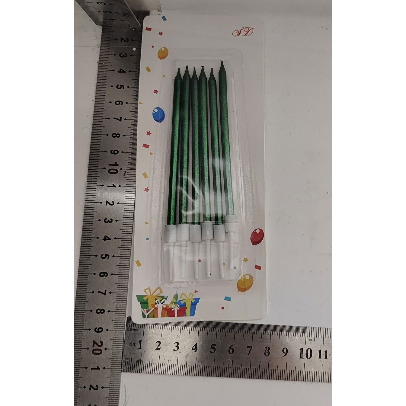 Set 6 Lumanari de Tort, Flippy, din Parafina, 11 x 0.4 cm, Lucioase, Verde [5]