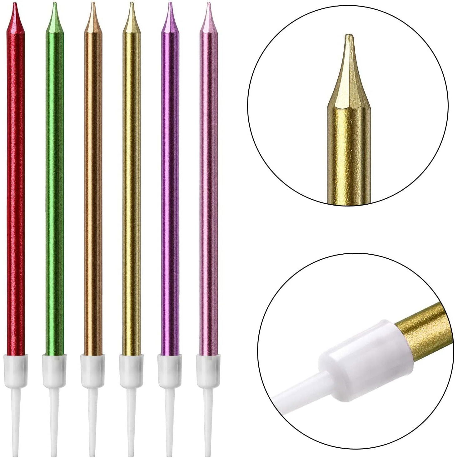 Set 6 Lumanari de Tort, Flippy, din Parafina, 11 x 0.4 cm, Lucioase, Multicolor [3]