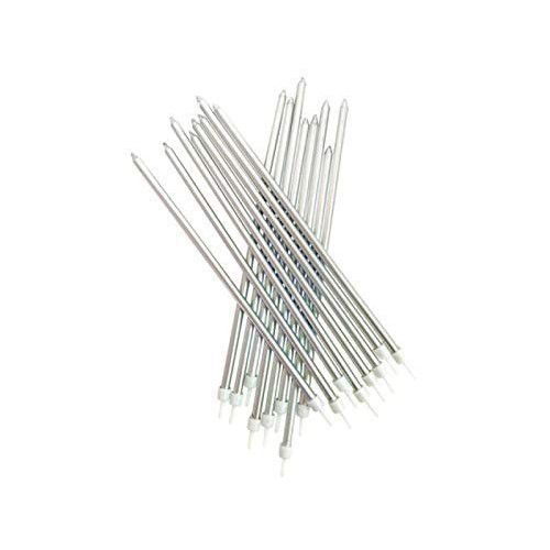 Set 6 Lumanari de Tort, Flippy, din Parafina, 11 x 0.4 cm, Lucioase, Argintiu [6]