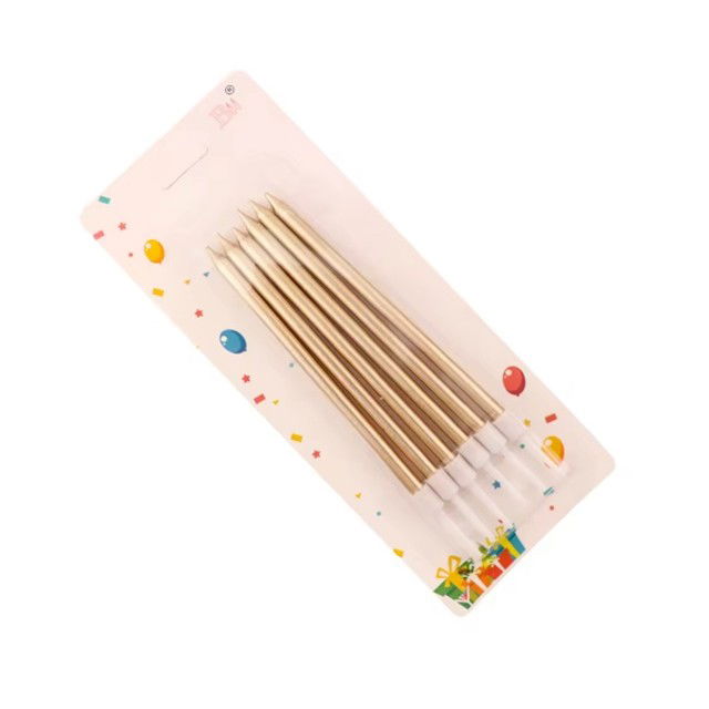 Pentru casa - Set 6 Lumanari de Tort, Flippy, din Parafina, 11 x 0.4 cm, Lucioase, Sampanie