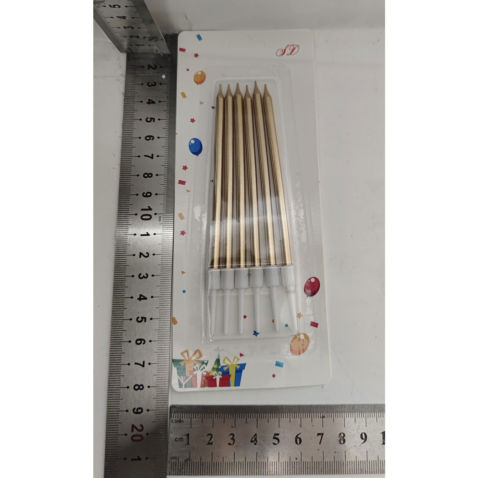 Set 6 Lumanari de Tort, Flippy, din Parafina, 11 x 0.4 cm, Lucioase, Sampanie [5]