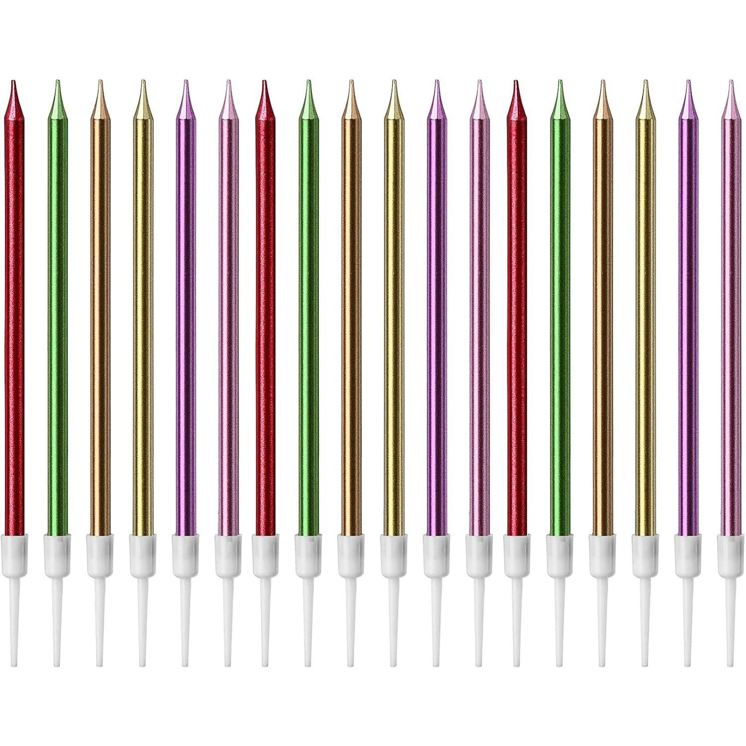 Set 6 Lumanari de Tort, Flippy, din Parafina, 11 x 0.4 cm, Lucioase, Multicolor [4]