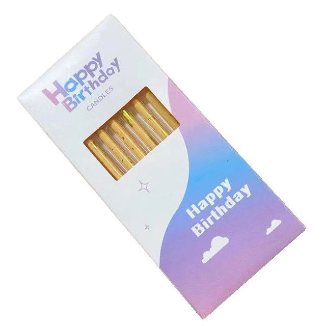 Pentru casa - Set 6 Lumanari Lungi, Flippy, din Parafina, 10 x 0.5 cm, Happy Birthday, Bej