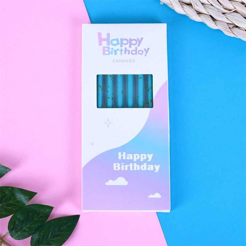Set 6 Lumanari Lungi, Flippy, din Parafina, 10 x 0.5 cm, Happy Birthday, Albastru [3]