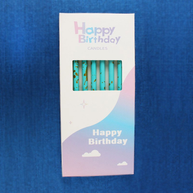 Set 6 Lumanari Lungi, Flippy, din Parafina, 10 x 0.5 cm, Happy Birthday, Albastru [4]