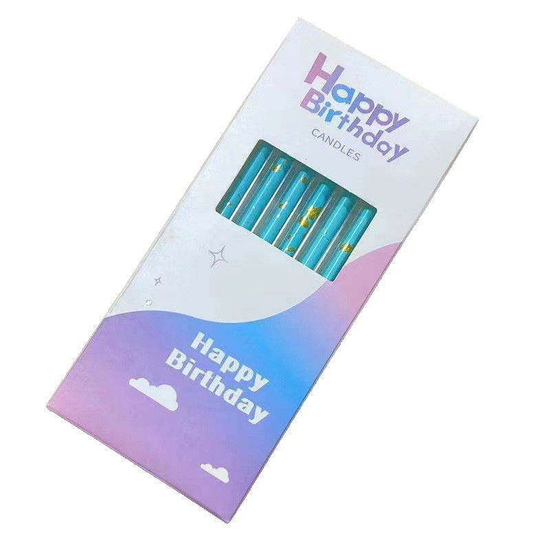 Pentru casa - Set 6 Lumanari Lungi, Flippy, din Parafina, 10 x 0.5 cm, Happy Birthday, Albastru