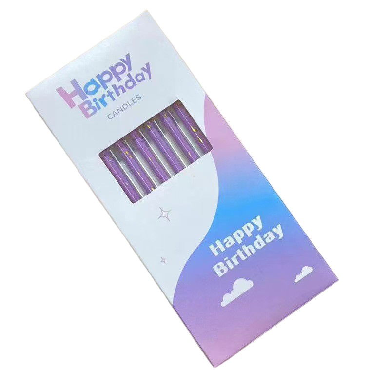 Pentru casa - Set 6 Lumanari Lungi, Flippy, din Parafina, 10 x 0.5 cm, Happy Birthday, Mov