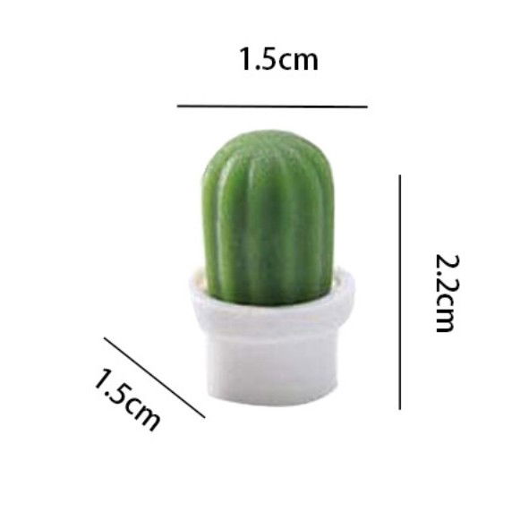 Set 6 Magneti de Frigider, Flippy, Model Cactusi in Ghiveci, din ABS si Magnet, Verde/Alb [5]