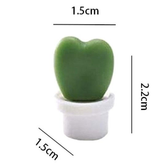 Accesorii Bucătărie - Set 6 Magneti de Frigider, Flippy, Model Cactusi in Ghiveci, din ABS si Magnet, Verde/Alb