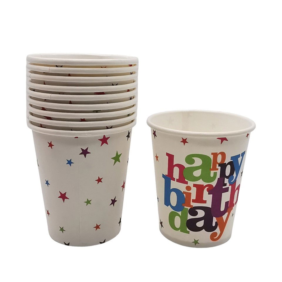 Set 6 Pahare, Flippy, Imprimeu Happy Birthday, din Carton, 7.5 x 7.8 cm, Multicolor [3]