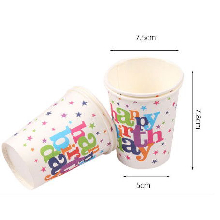 Set 6 Pahare, Flippy, Imprimeu Happy Birthday, din Carton, 7.5 x 7.8 cm, Multicolor [5]