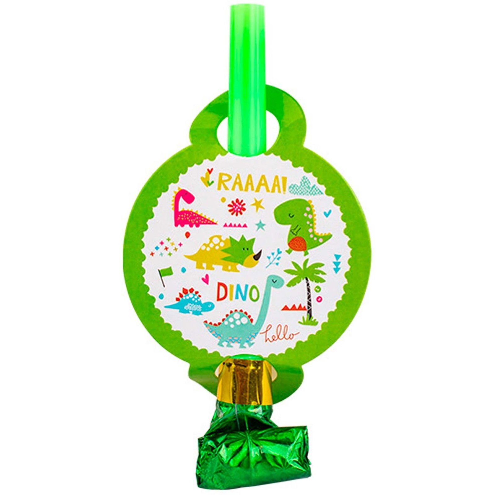 Petrecere - Set 6 Suflatori, Flippy, Colectia Dino Park, 12 x 7 cm, din Carton/Plastic/Hartie, Multicolor