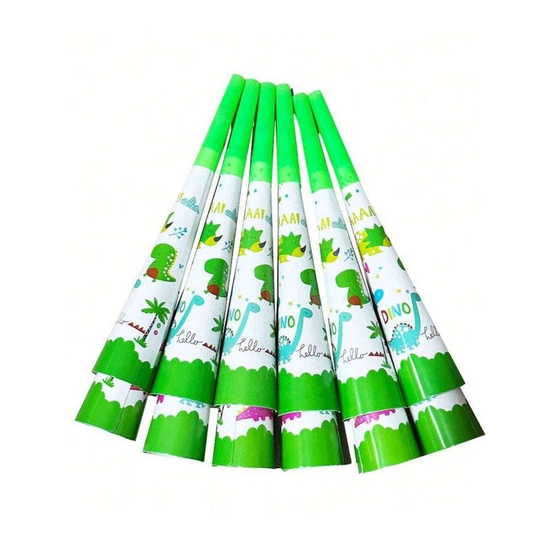 Petrecere - Set 6 Suflatori, Flippy, Colectia Dino Park, 20 x 5 cm, din Carton, Multicolor