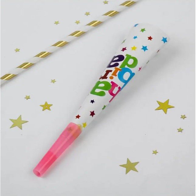 Petrecere - Set 6 Suflatori, Flippy, Colectia Happy Birthday, 20 cm, din Carton, Multicolor