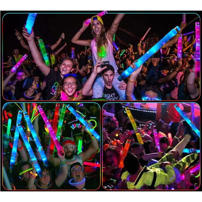 Set 6 Tuburi Antistres, Flippy, cu Lumina LED, Fidget Pop Tube, multicolor [5]