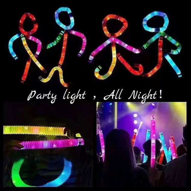 Best deals - Set 6 Tuburi Antistres, Flippy, cu Lumina LED, Fidget Pop Tube, multicolor